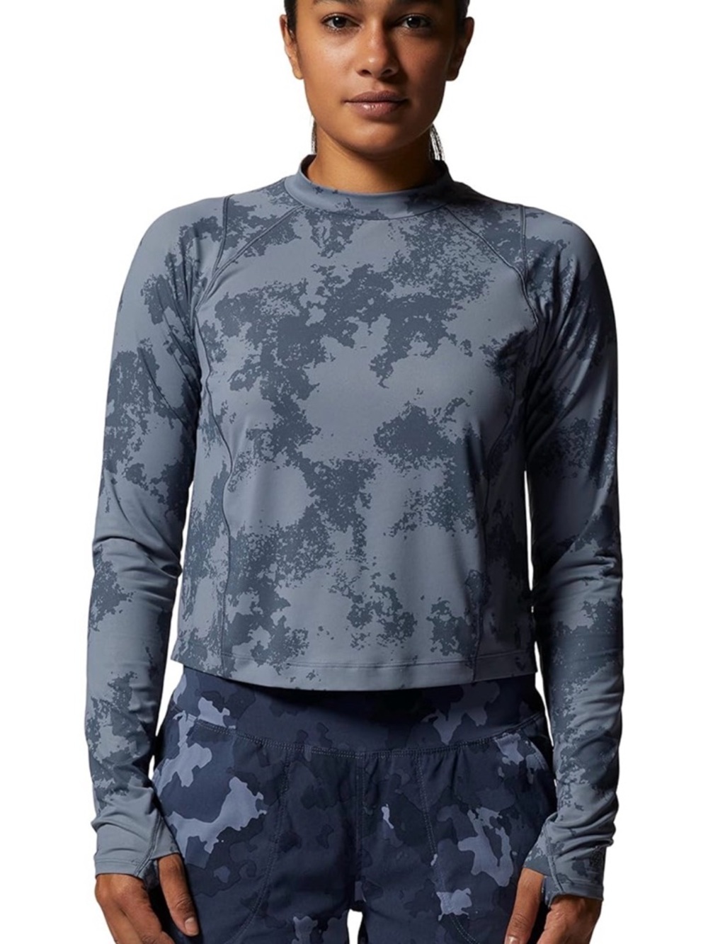 Mountain Hardwear Womens Medium Crater Lake Long Sleeve Crop Sun Shirt Blue